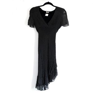 Bebe vintage pinup style polkadot black silk dress